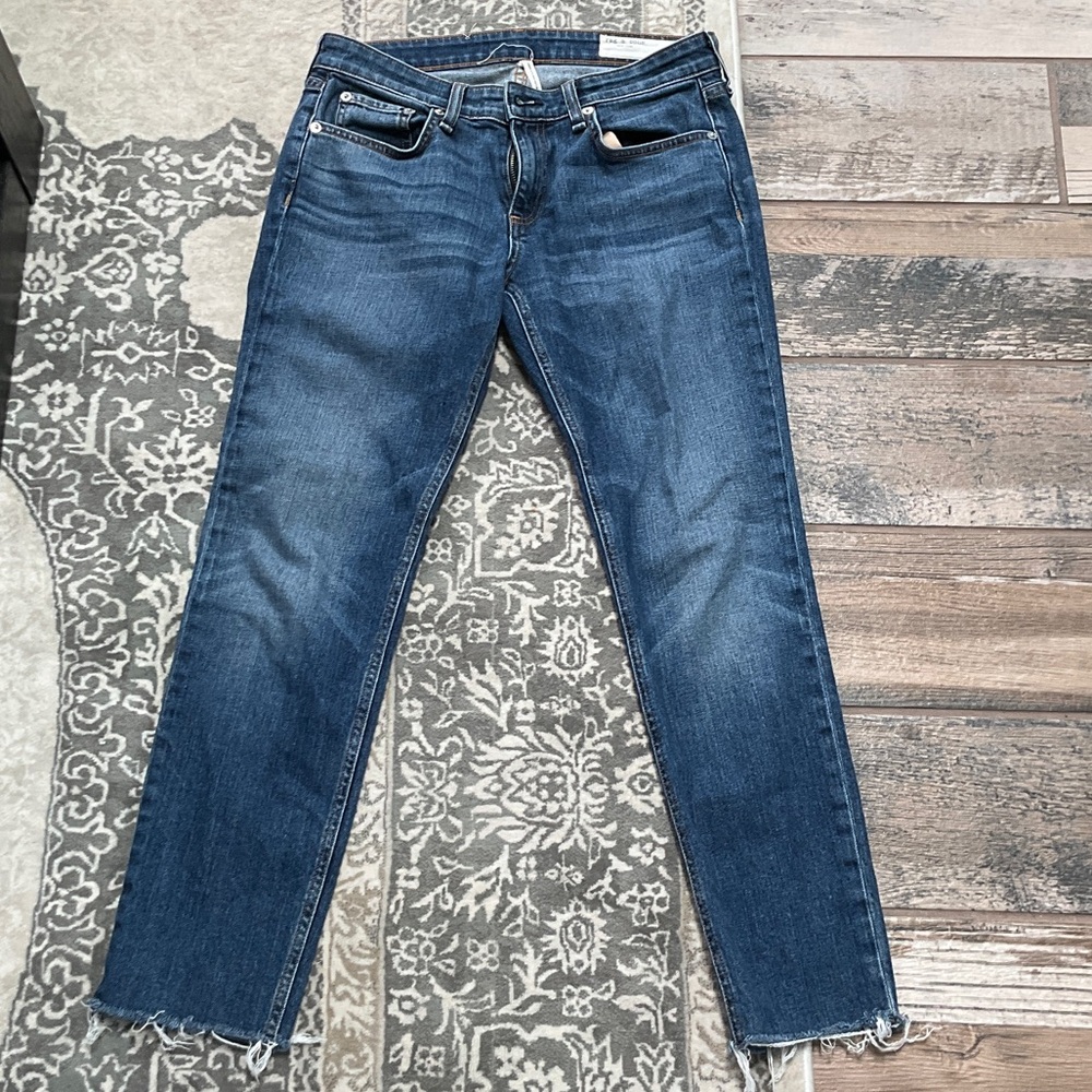 rag & bone Women’s  Slim Straight Mid/Dark Blue Jeans